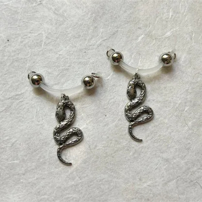 Snake Charm Nipple Clamp Adjustable Lingerie Accessories - Silver - 2（ a pair） - image 2