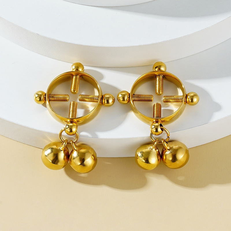 Bells No-piercing Nipple Ring Adjustable Lingerie Accessories - Gold - 2 pack (one pair) - image 6