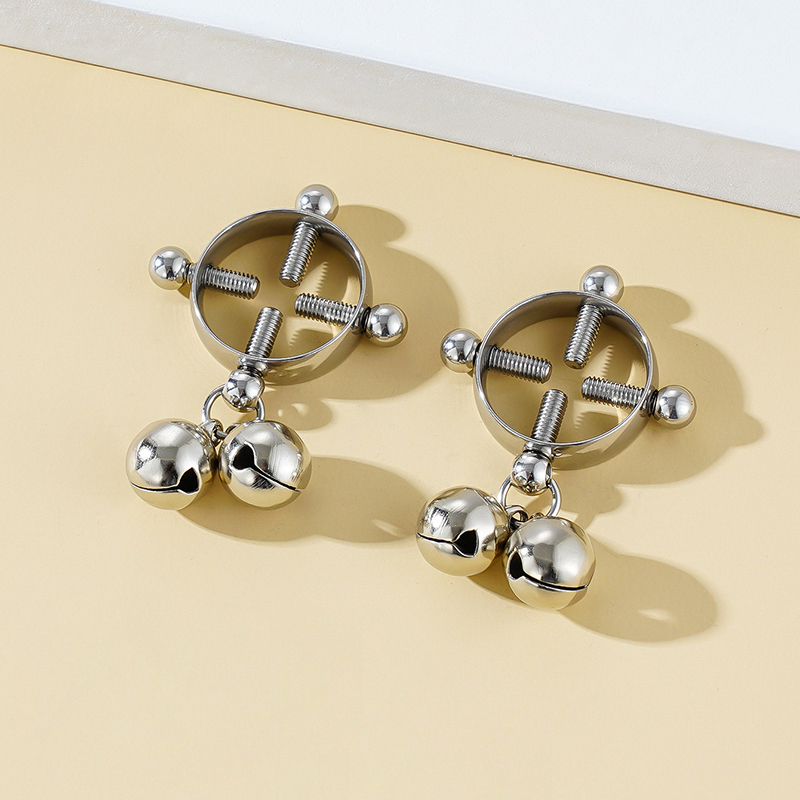 Bells No-piercing Nipple Ring Adjustable Lingerie Accessories - Silver - 2 pack (one pair) - image 4