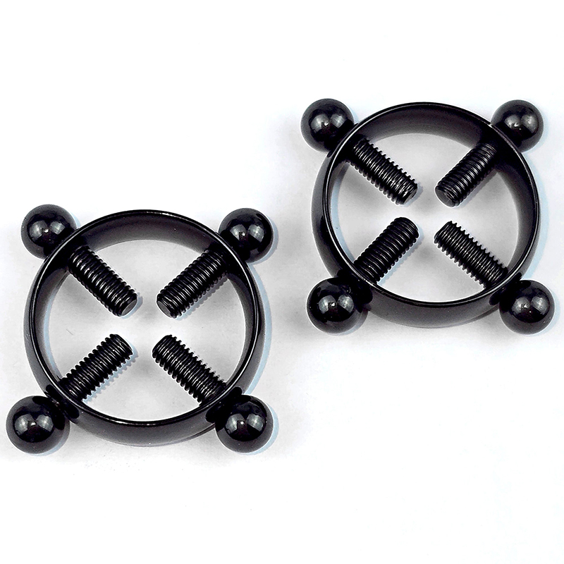 Black Bolt Nipple Ring Adjustable Lingerie Accessories - Black - 2 pack (one pair) - image 1