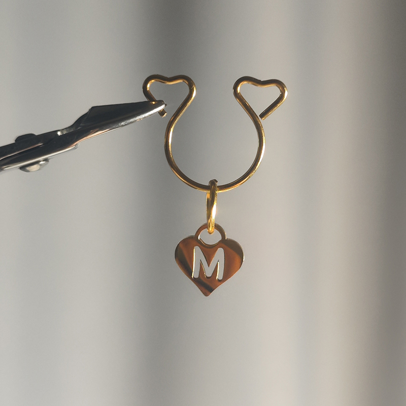 Custom Heart-shaped Hollow letter Nipple Ring Adjustable Lingerie Accessories - Gold - 2 pack (one pair) - image 5