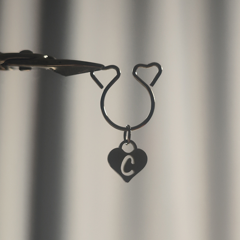 Custom Heart-shaped Hollow letter Nipple Ring Adjustable Lingerie Accessories - Silver - 2 pack (one pair) - image 6