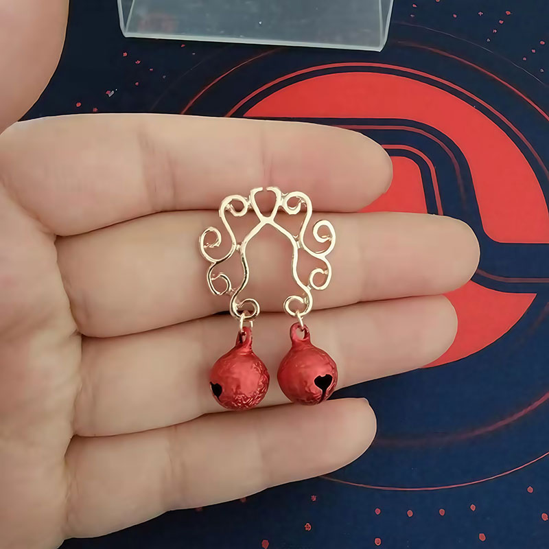 Bell Tassel False Nipple Ring Adjustable Lingerie Accessories - Red - 2 pack (one pair) - image 1