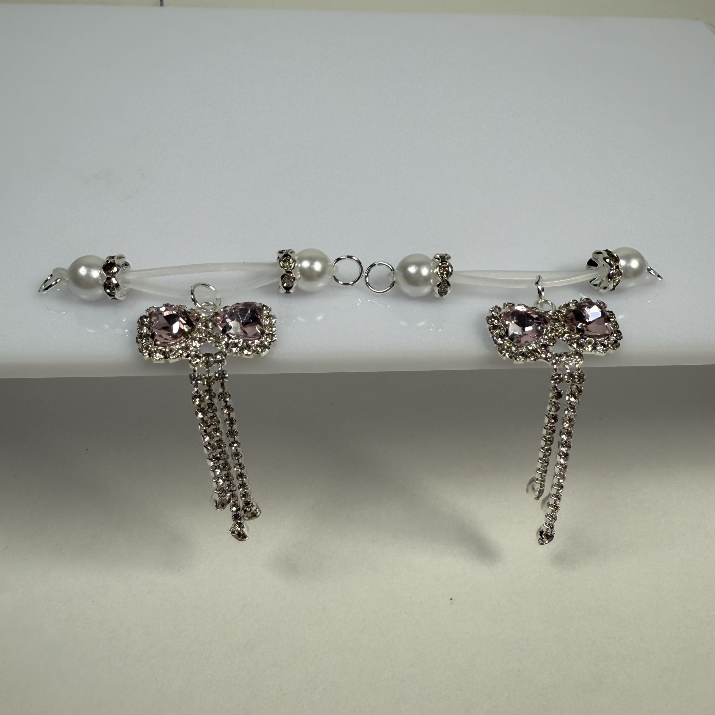 Crystal Bow Nipple Ring Adjustable Lingerie Accessories - Silver - 2 pack (one pair) - image 4