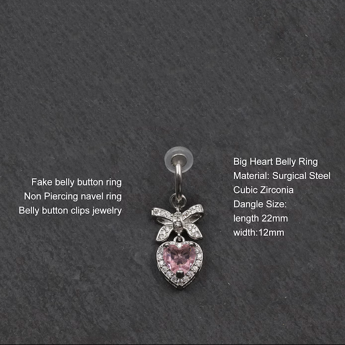Heart-shaped Pendant Adjustable False Belly Button Nipple Ring  - image 3