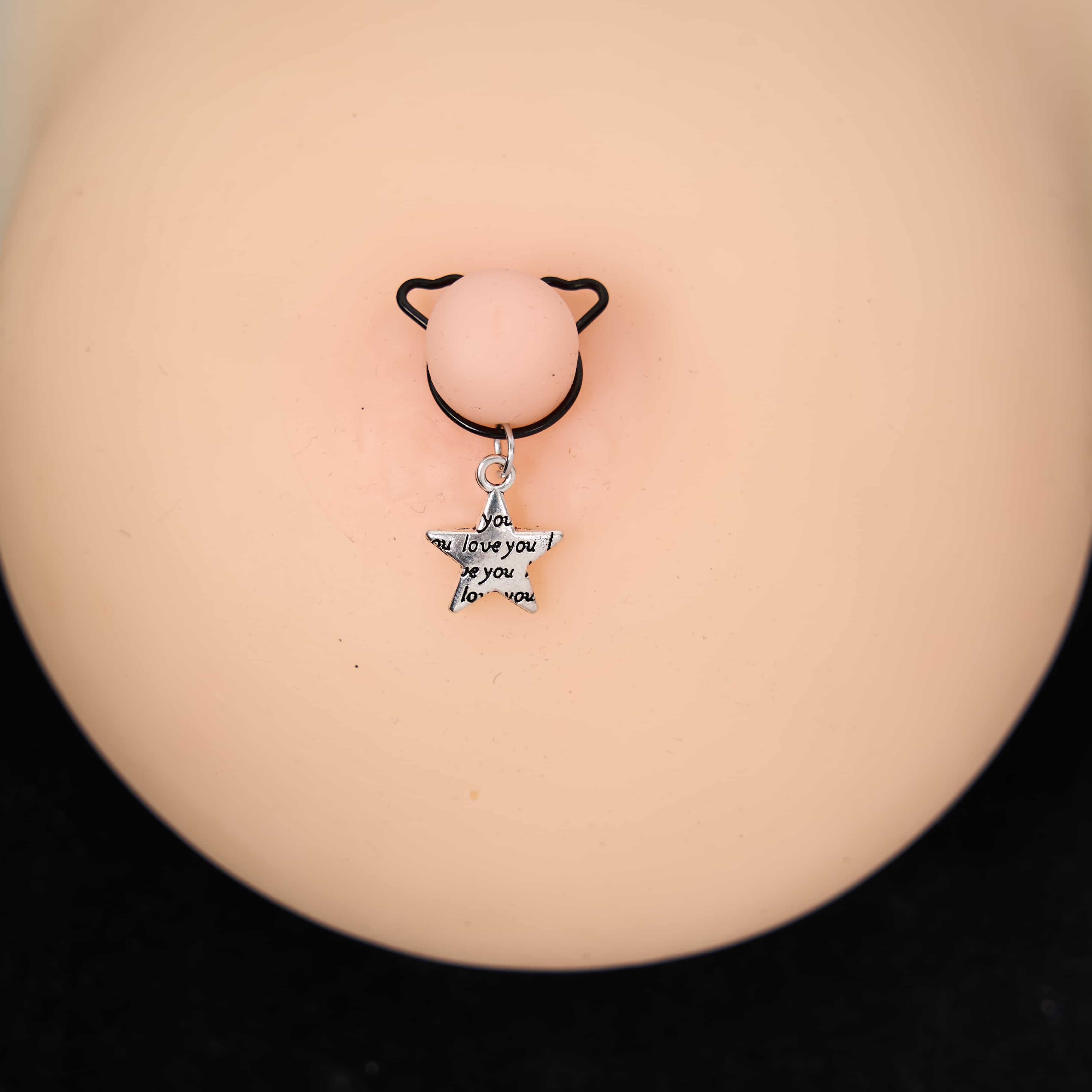 Love You Star Charm Adjustable Non-Piercing Nipple Rings - image 2