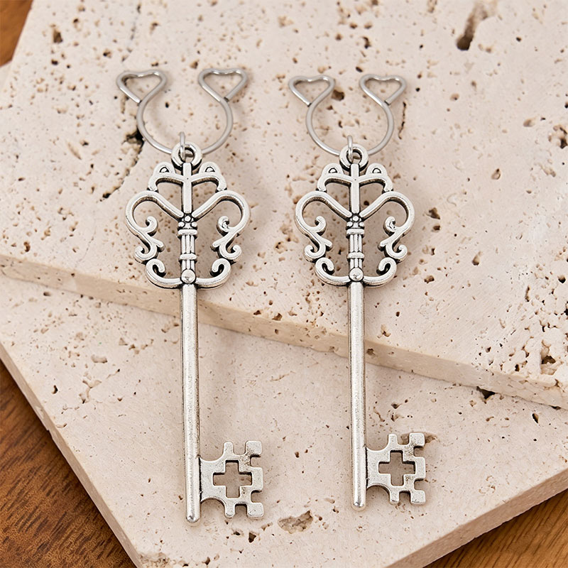 Key Charm Nipple Clamp Adjustable Lingerie Accessories - Silver - 2 pack (one pair) - image 2