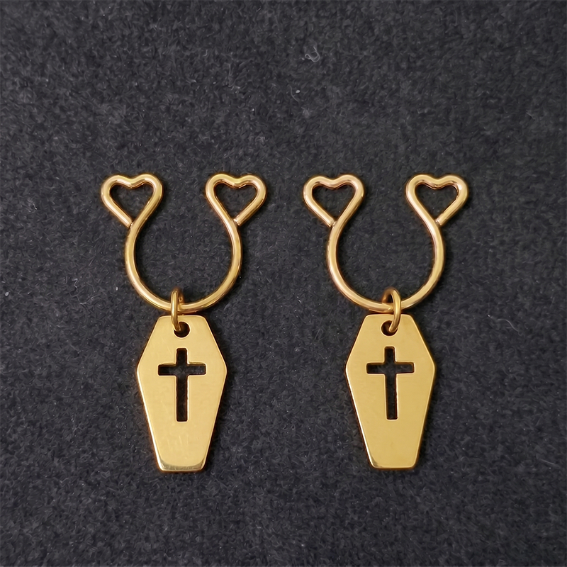 Cross Heart Adjustable Nipple Clamp SM Accessories - Gold - 2 (a pair) - image 1
