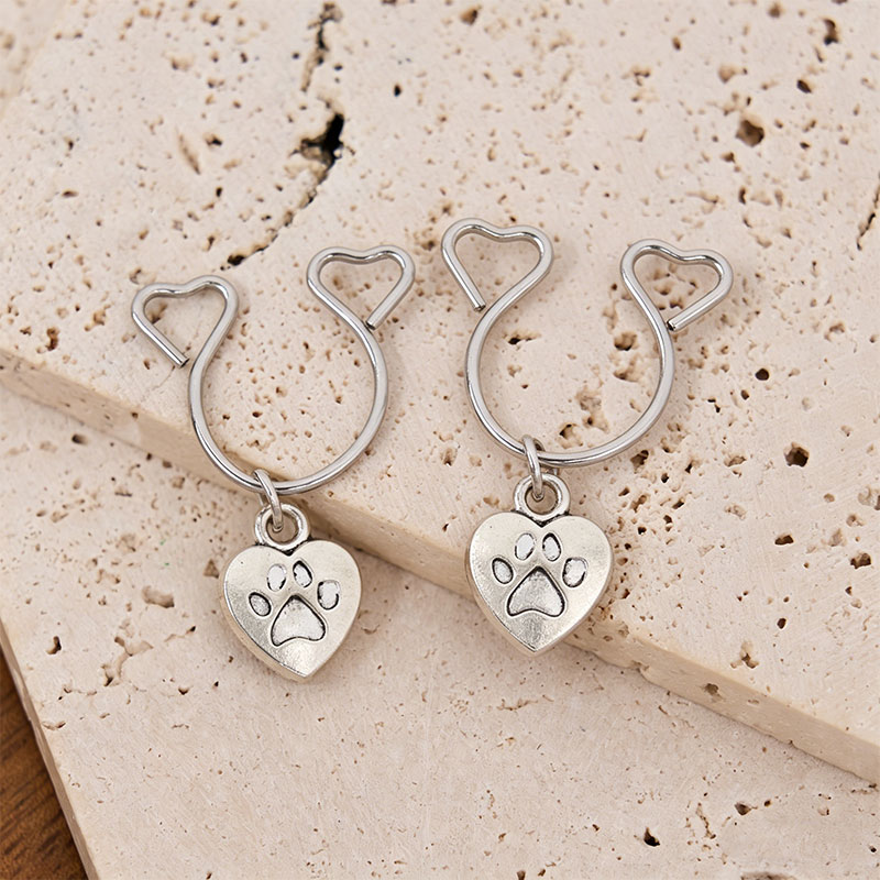 Paw Heart Charm Nipple Clamp Adjustable Lingerie Accessories - Silver - 2 pack (one pair) - image 1