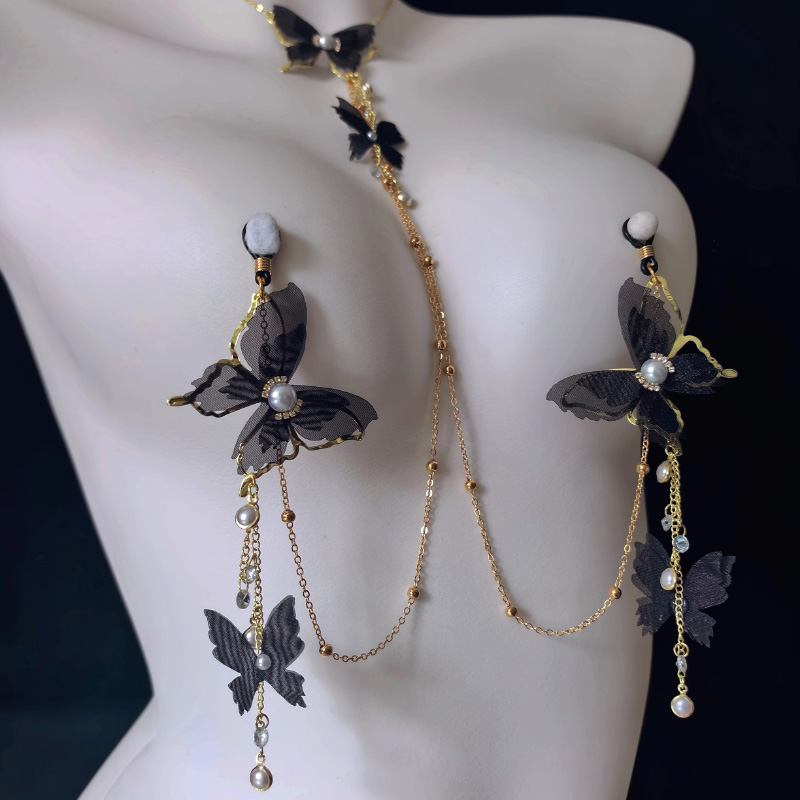 Butterfly Choker Nipple Rings Adjustable Lingerie Accessories - image 3