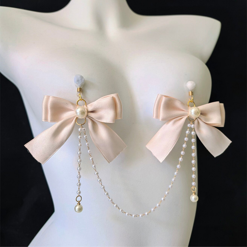 Pearl Bow Nipple Rings Adjustable Lingerie Accessories - Nipple Rings - image 1