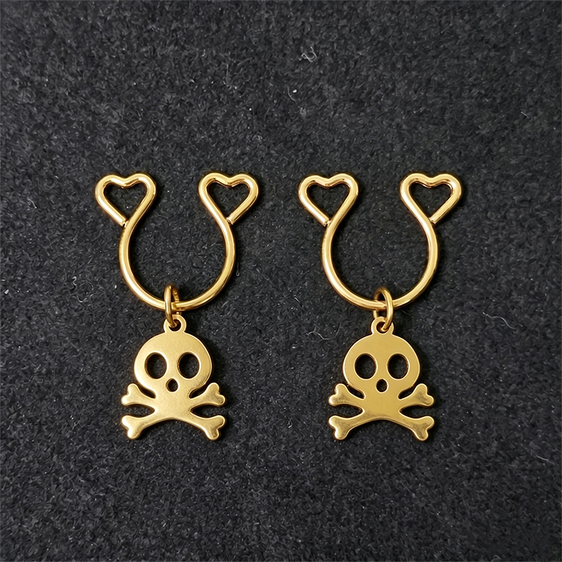 Skull Heart Adjustable Nipple Clamp SM Accessories - Gold - 2 pack (one pair) - image 1