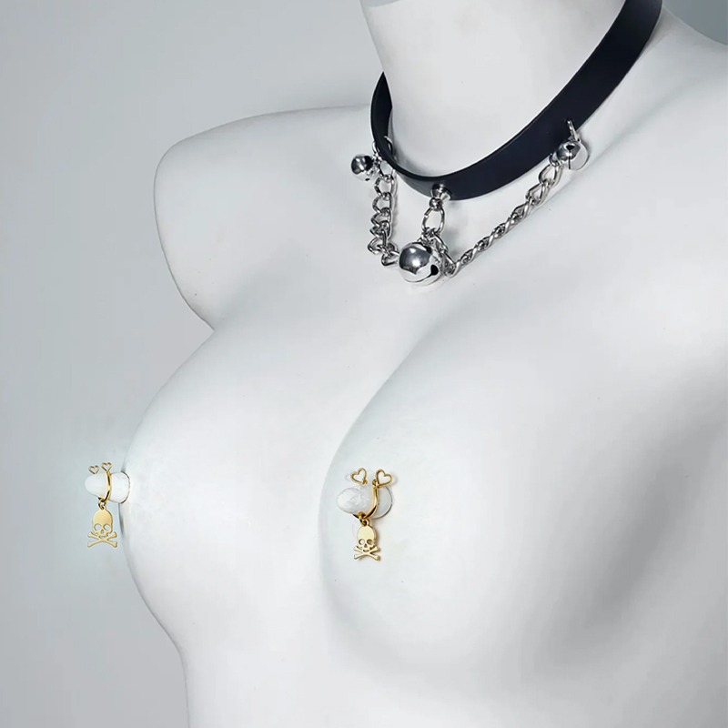 Skull Bone Adjustable Non-Piercing Nipple Rings - image 3