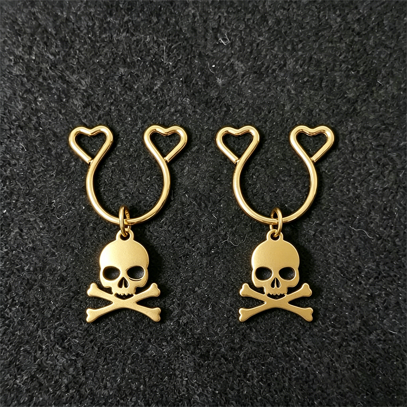 Skull Bone Adjustable Nipple Clamp SM Accessories - Gold - 2 pack (one pair) - image 1