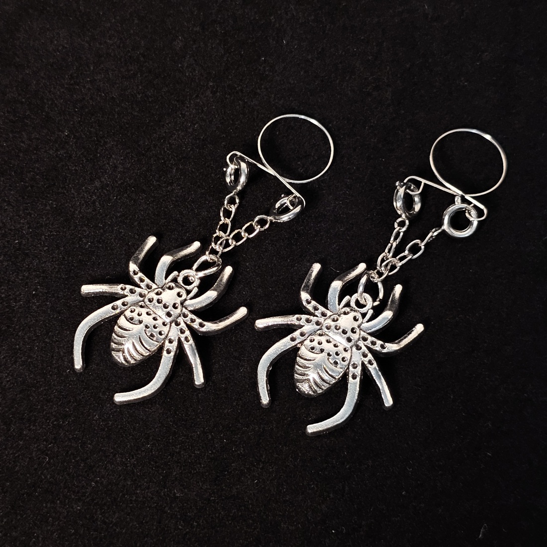 Springy Spook Spider Nipple Ring Adjustable Lingerie Accessories - Silver - 2 pack (one pair) - image 1