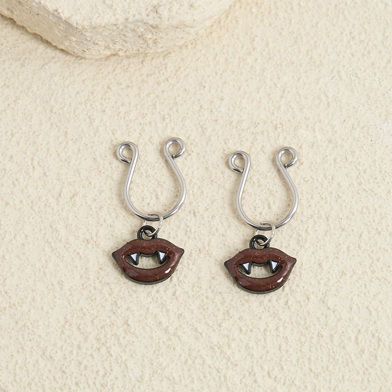 Vampire Fang Lips Adjustable Nipple Clamp SM Accessories - Brown - 2 pack (one pair) - image 1