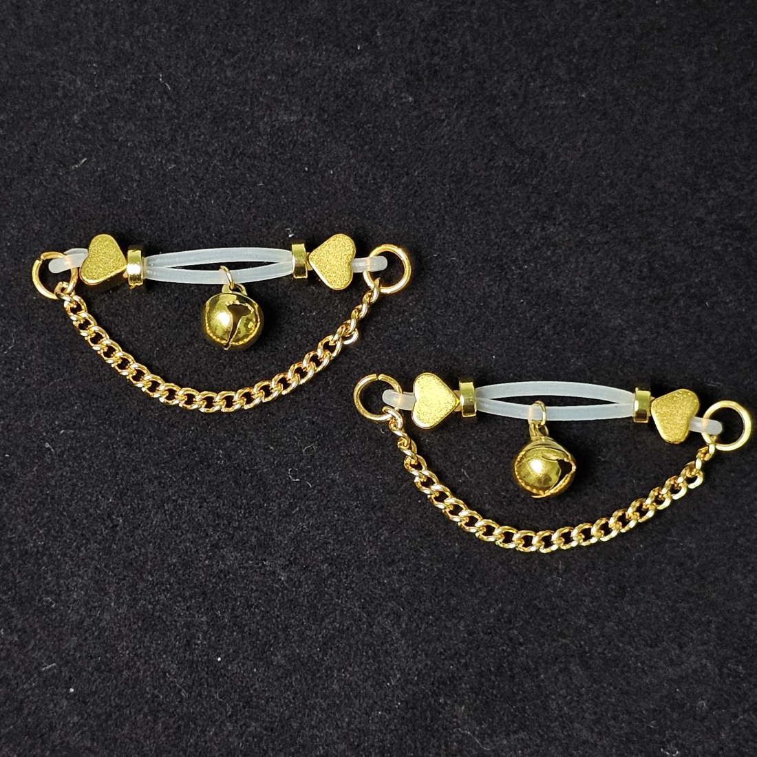 Heart Chain Bell Nipple Clamp Adjustable Lingerie Accessories - Gold - 2 pack (one pair) - image 2