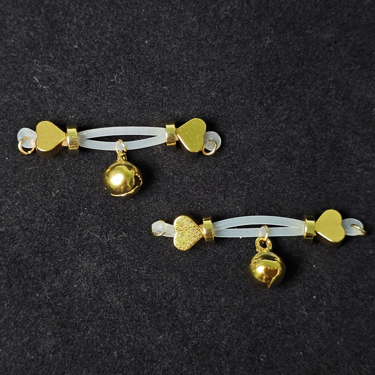 Heart Bell Nipple Clamp Adjustable Lingerie Accessories - Gold - 2 pack (one pair) - image 2