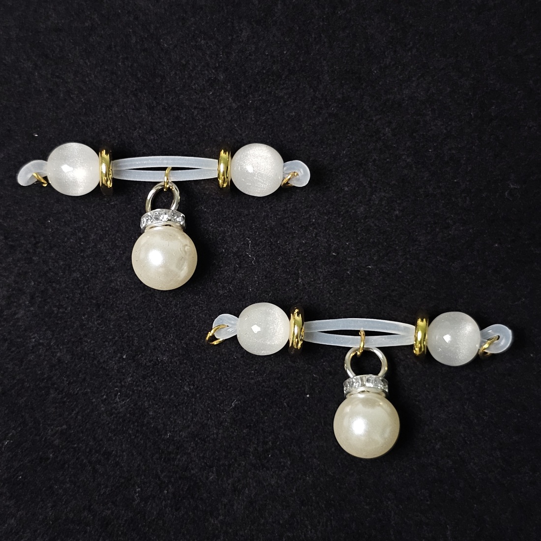 White Bead Nipple Clamp Adjustable Lingerie Accessories - White - 2 pack (one pair) - image 2