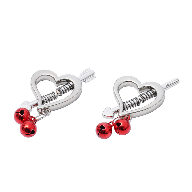 Love Bell Nipple Clamp Adjustable Lingerie Accessories - Red - 2 pack (one pair) - image 1