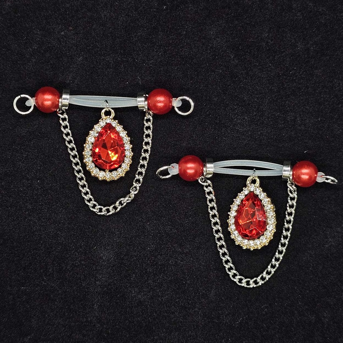 Golden Ember Nipple Clamp Adjustable Lingerie Accessories - Red - 2 pack (one pair) - image 2