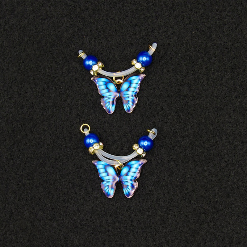 Blue Butterfly Adjustable Non-Piercing Nipple Rings - image 3