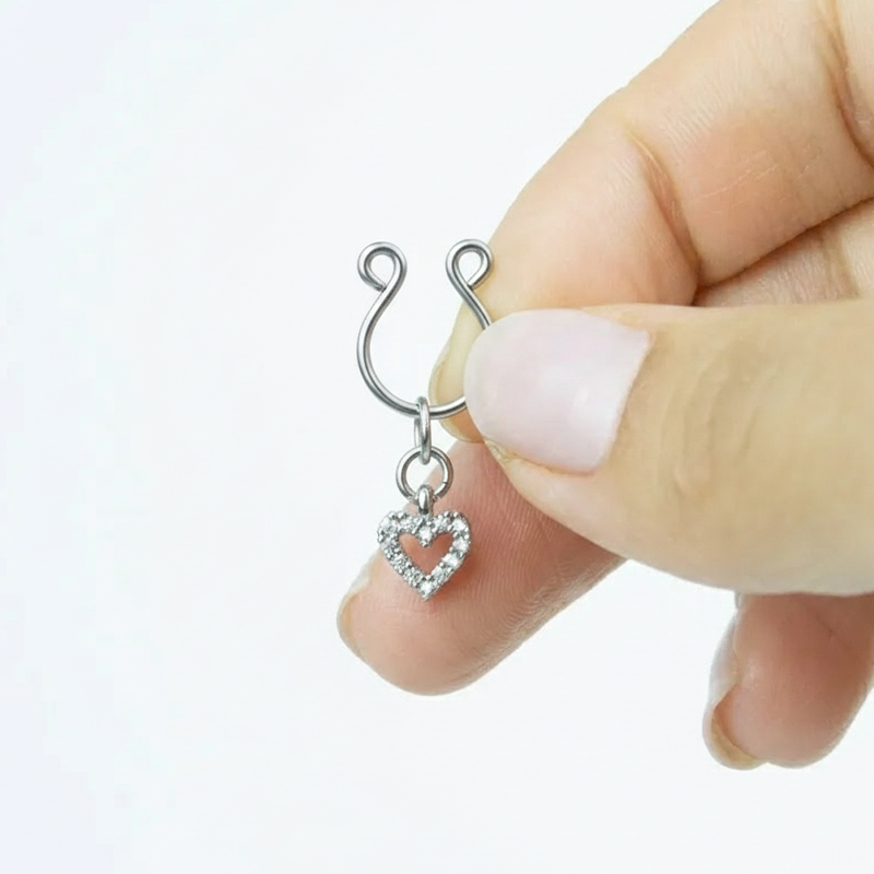 Heart Diamond Adjustable Non-Piercing Nipple Rings - image 4