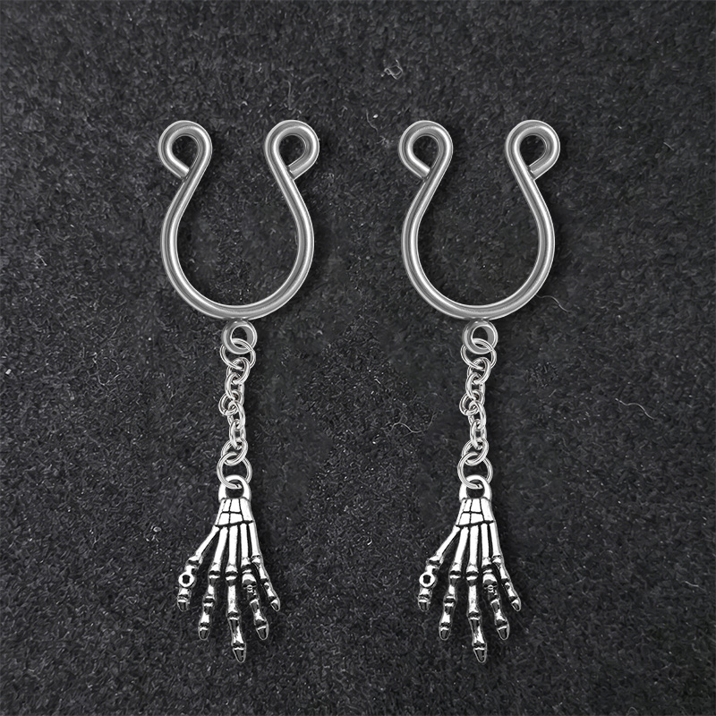 Skeleton Hand Adjustable Nipple Clamp SM Accessories - Silver - 2 pack (one pair) - image 3