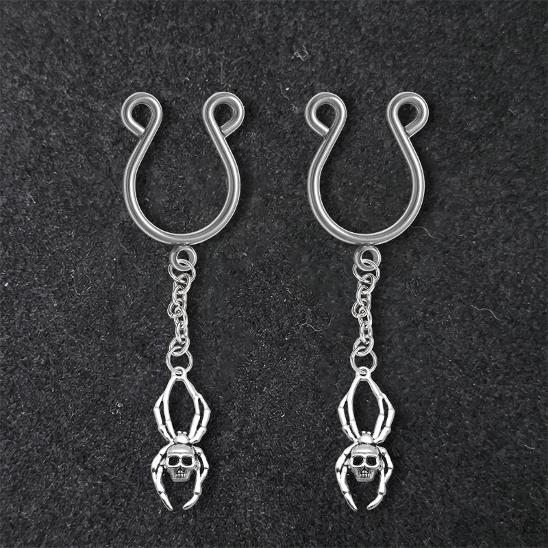 Skull Spider Chain Adjustable Nipple Clamp SM Accessories - Silver - 2 pack (one pair) - image 3