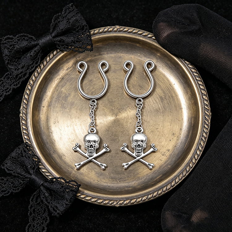 Skull Crossbones Chain Adjustable Nipple Clamp SM Accessories - image 1
