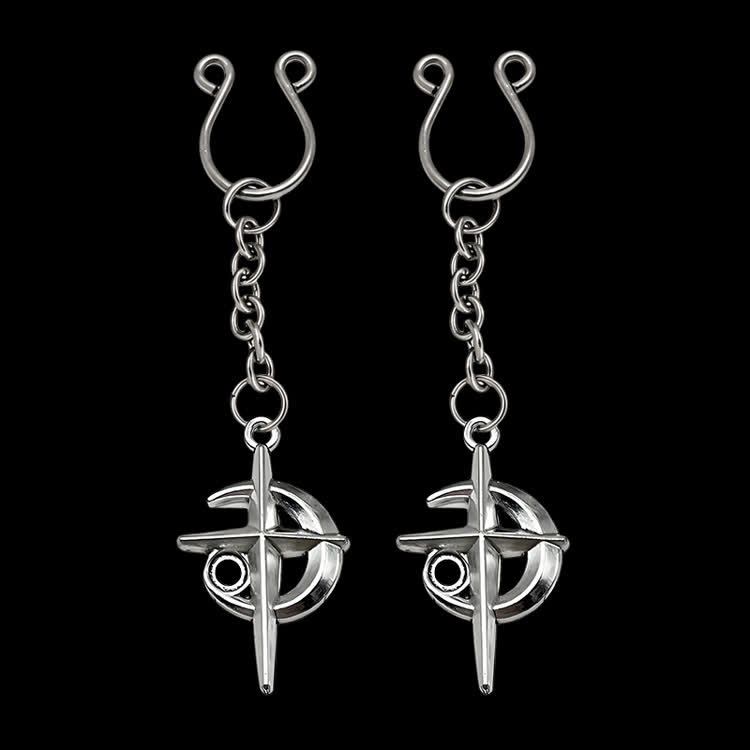 Silver Star Cross Chain Adjustable Nipple Clamp SM Accessories - Silver A - 2 pack (one pair) - image 1