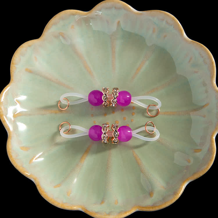 Magenta Bead Adjustable Nipple Clamp SM Accessories - Purple - 2 pack (one pair) - image 2