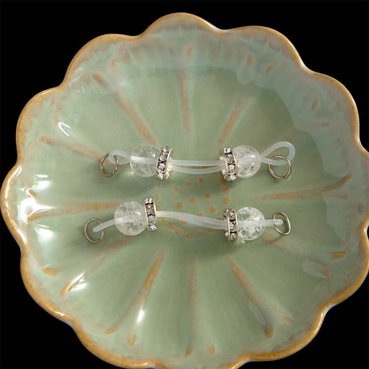 Clear Crystal Bead Adjustable Nipple Clamp SM Accessories - Silver - 2 pack (one pair) - image 2
