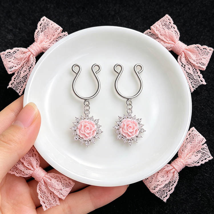 Pink Rose Adjustable Nipple Clamp SM Accessories - image 1