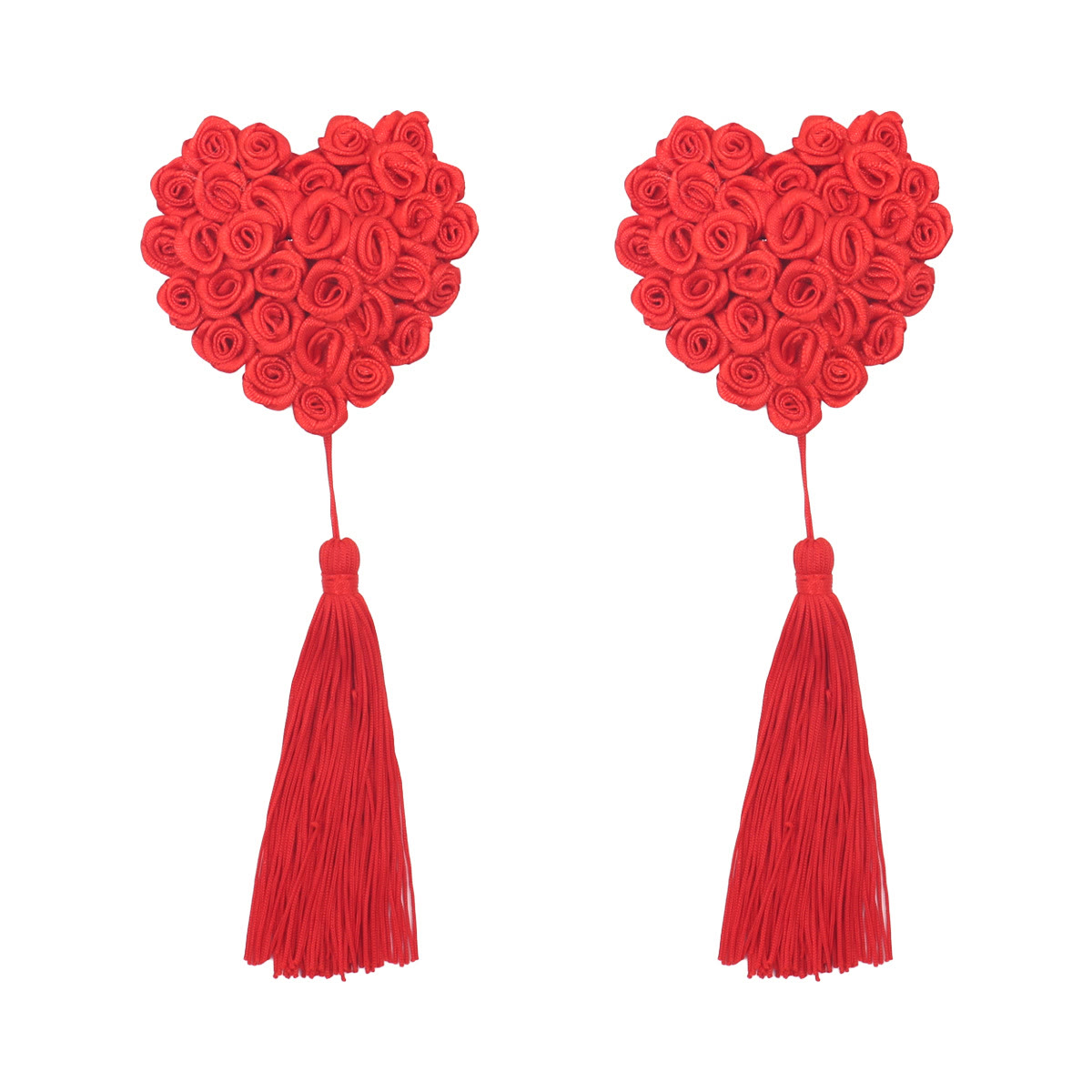 Rose Tassel Nipple Covers - Red - image 2