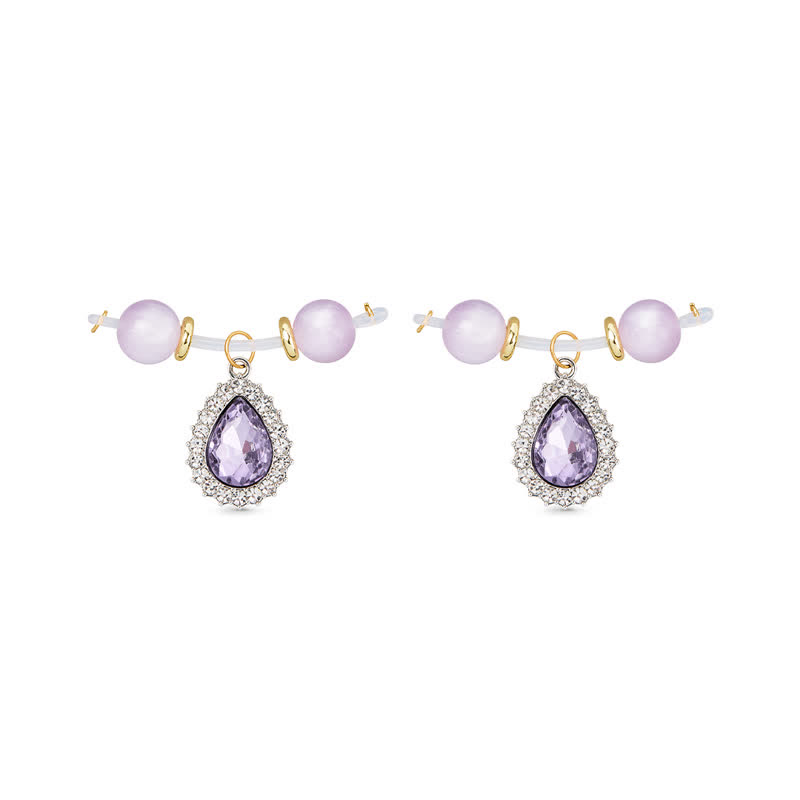 Purple Bead Rhinestone Adjustable Non-Piercing Nipple Rings - Purple - 2（ a pair） - image 5