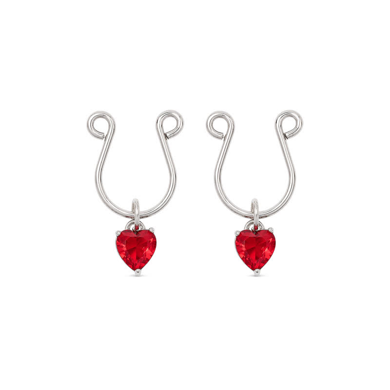 Heart-shaped Adjustable Non-Piercing Nipple Rings - Red - 2 pack (one pair) - image 8