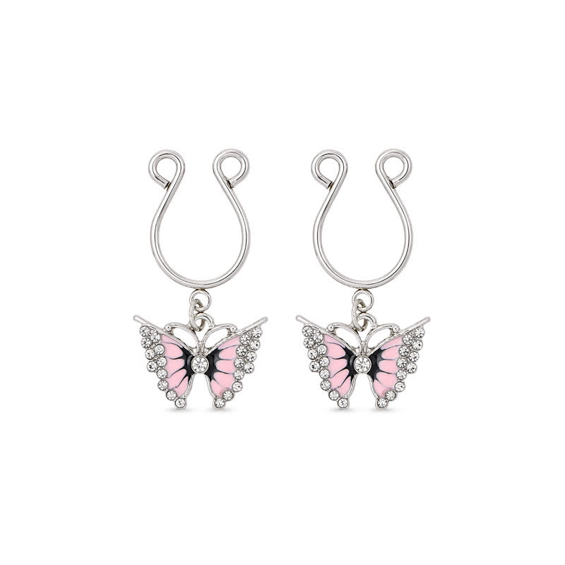 Butterfly Adjustable Non-Piercing Nipple Rings - Pink - 2 pack (one pair) - image 2