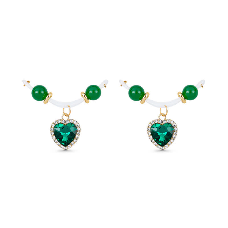 Green Bead Heart Adjustable Non-Piercing Nipple Rings - Green - 2 pack (one pair) - image 7
