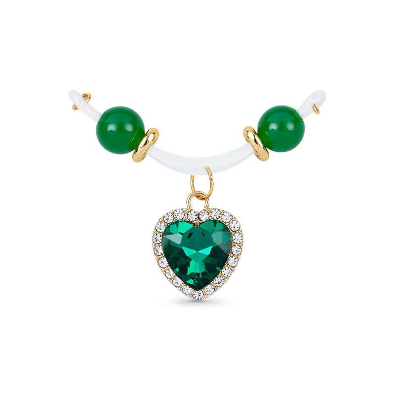 Green Bead Heart Adjustable Non-Piercing Nipple Rings - image 1