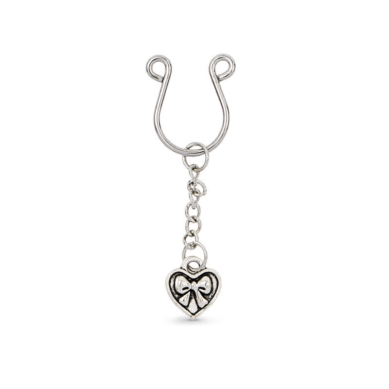 Bow Heart Chain Adjustable Non-Piercing Nipple Rings - image 1