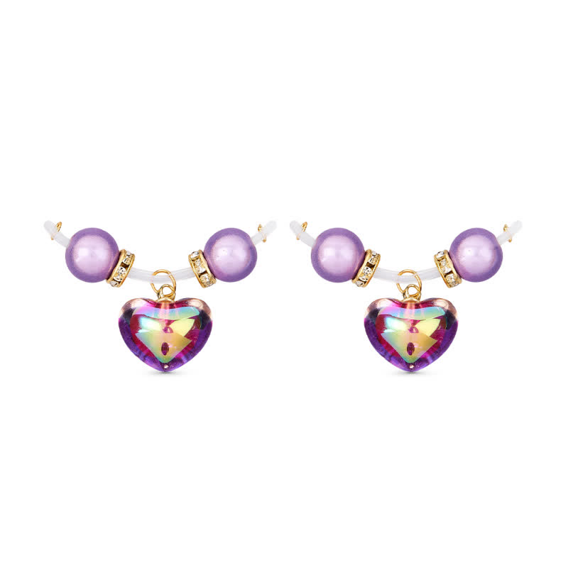 Purple Bead Heart Charm Adjustable Non-Piercing Nipple Rings - image 7