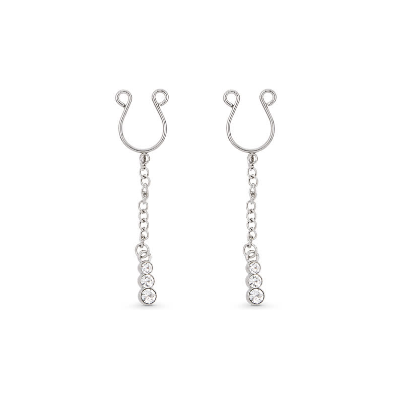 Rhinestone Chain Adjustable Non-Piercing Nipple Rings - image 5