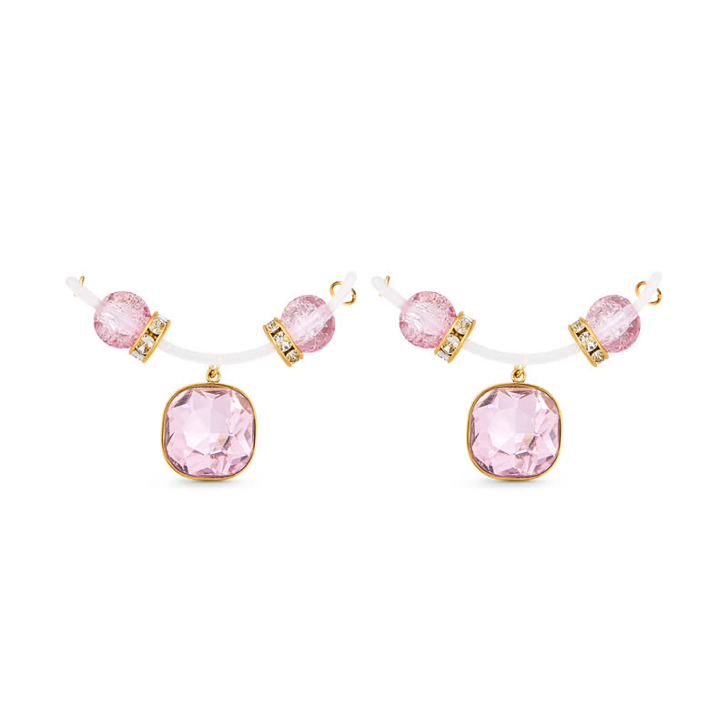 Pink Bead Square Rhinestone Adjustable Non-Piercing Nipple Rings - image 7