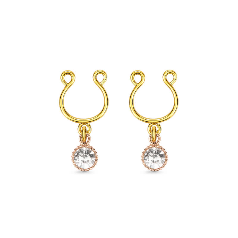 Rhinestone Adjustable Non-Piercing Nipple Rings - Gold - 2 (a pair) - image 3