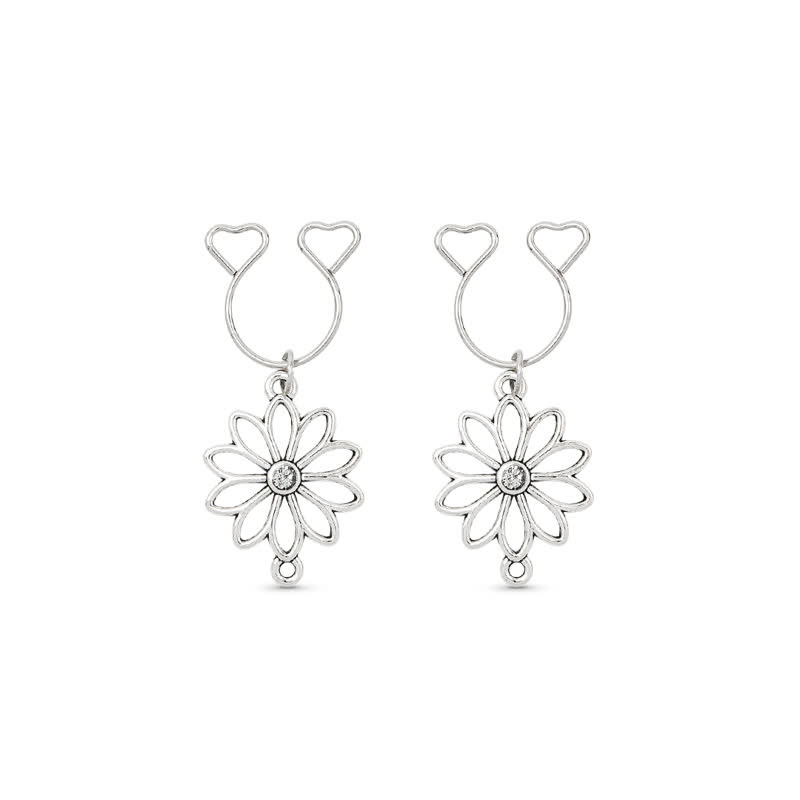 Flower Charm Adjustable Non-Piercing Nipple Rings - image 4