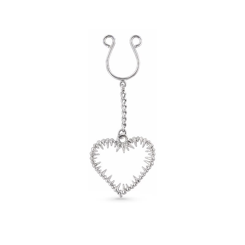 Textured Heart Chain Adjustable Non-Piercing Nipple Rings - image 1