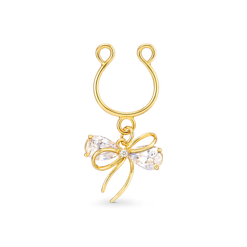 Teardrop Ribbon Bow Adjustable Non-Piercing Nipple Rings - image 1