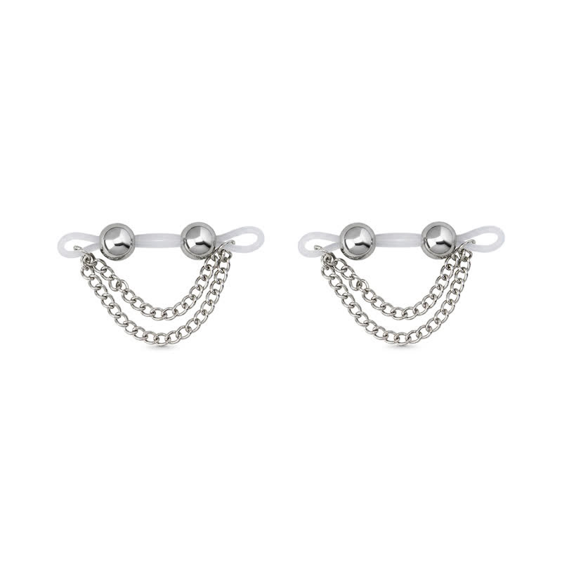 Double Chain Adjustable Non-Piercing Nipple Rings - Silver - 2 ( a pair) - image 9