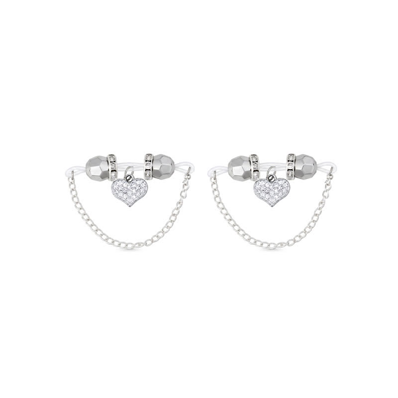 Heart Charm Chain Adjustable Non-Piercing Nipple Rings - image 7